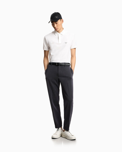 Piqué polo shirt with embroidered eagle