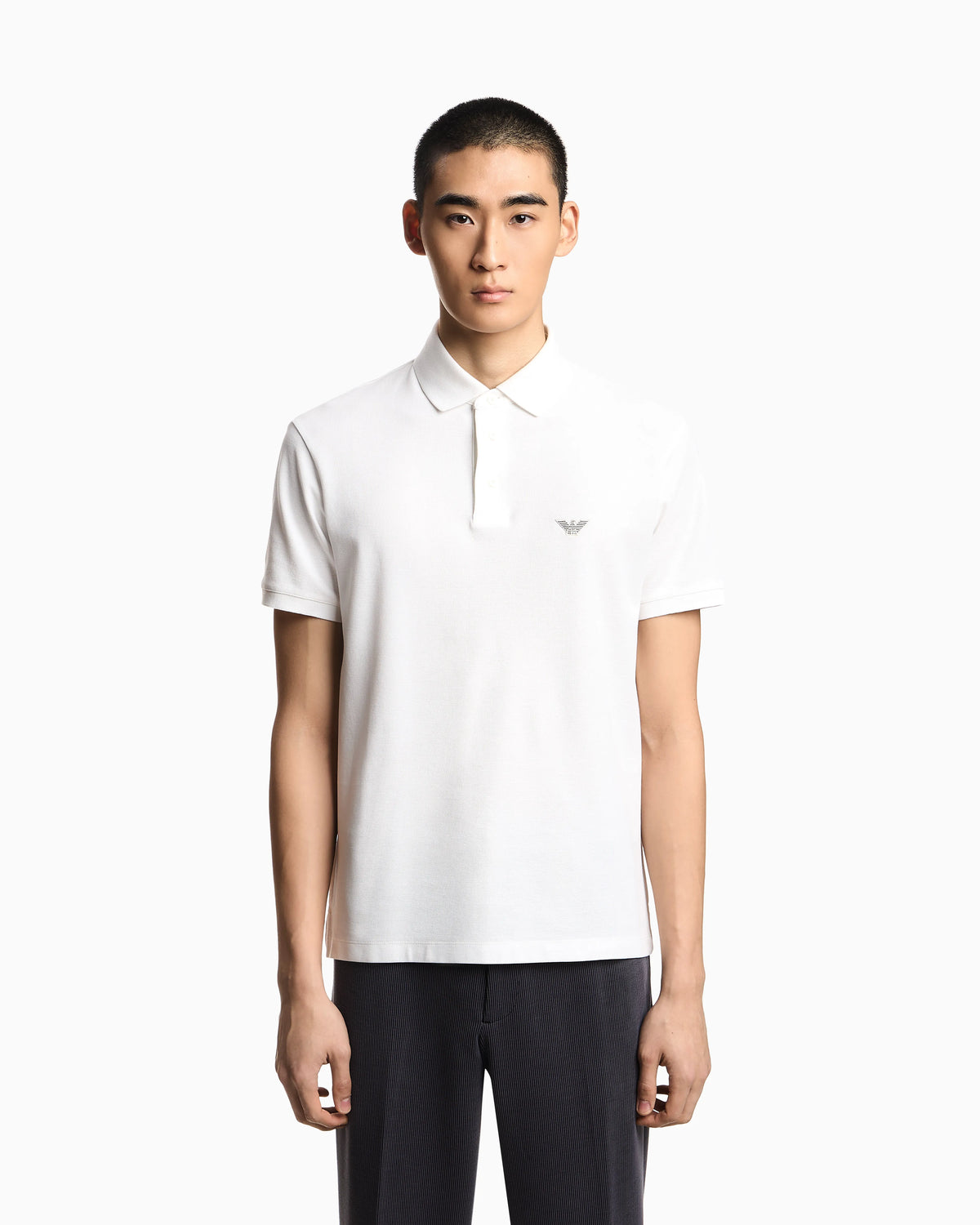 Piqué polo shirt with embroidered eagle