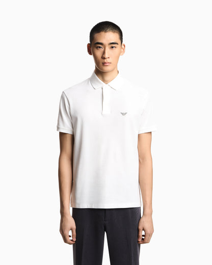Piqué polo shirt with embroidered eagle