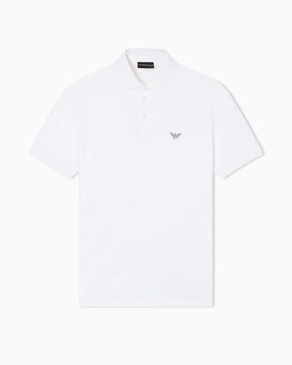 Piqué polo shirt with embroidered eagle