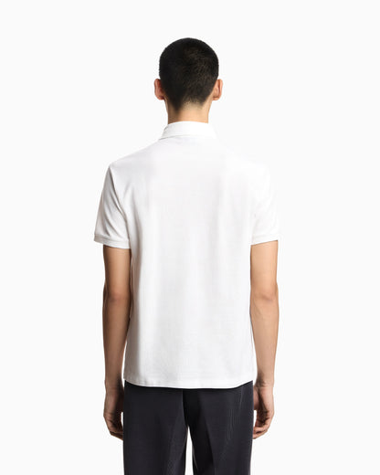 Piqué polo shirt with embroidered eagle