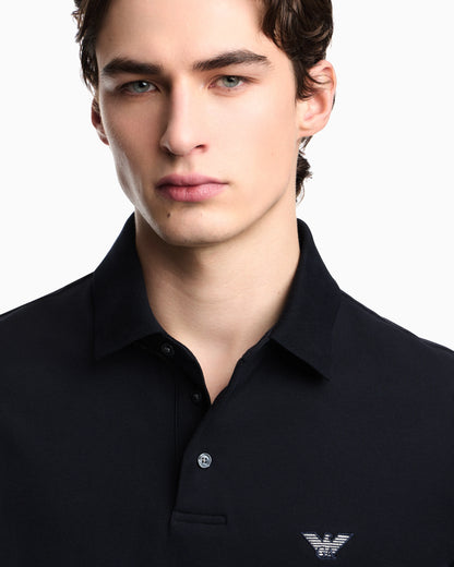 Piqué polo shirt with embroidered eagle