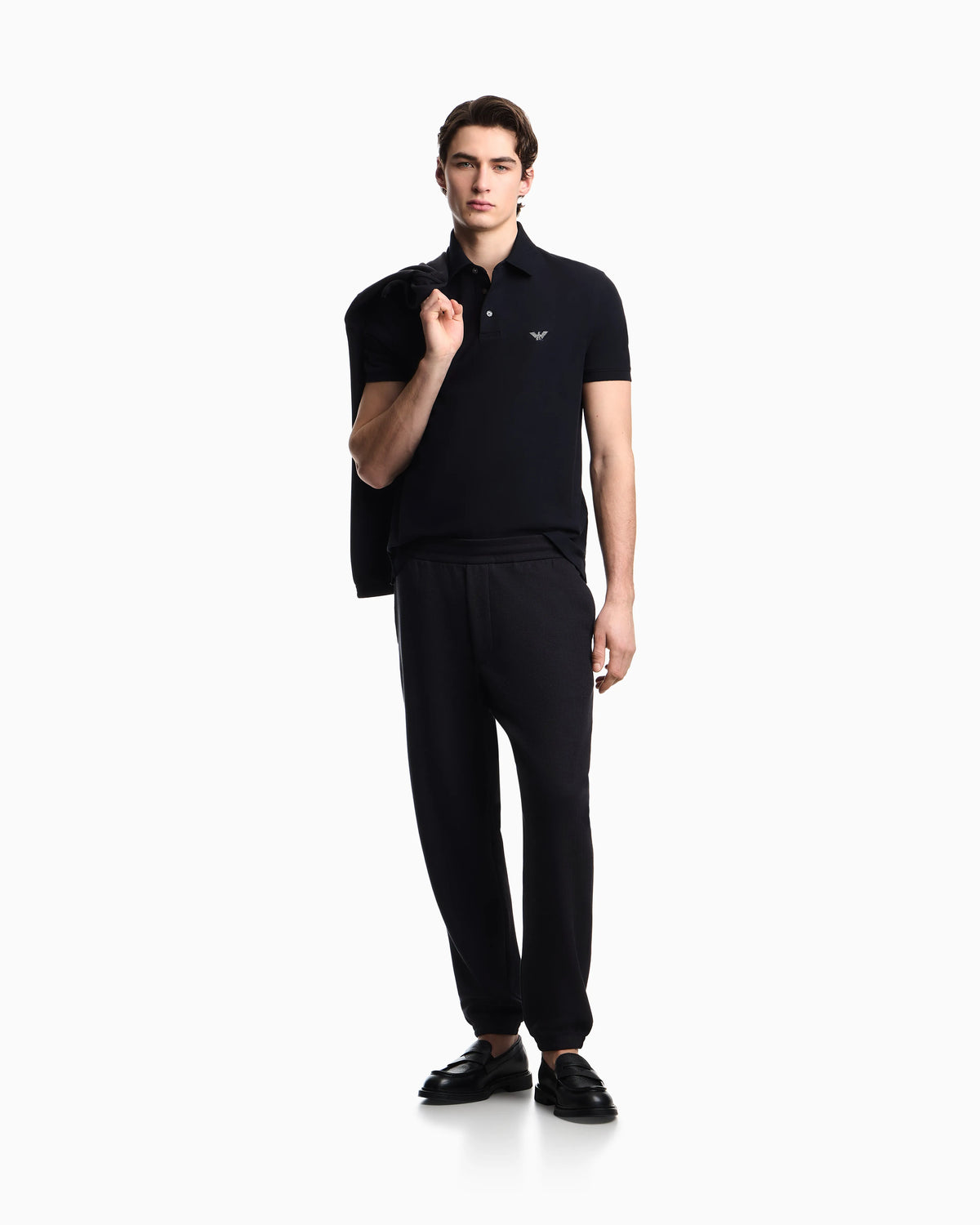 Piqué polo shirt with embroidered eagle
