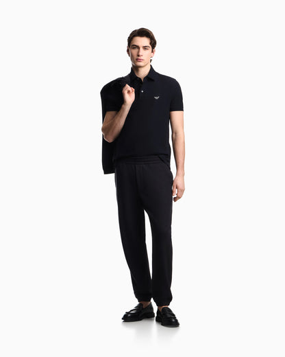 Piqué polo shirt with embroidered eagle