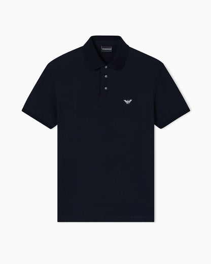 Piqué polo shirt with embroidered eagle