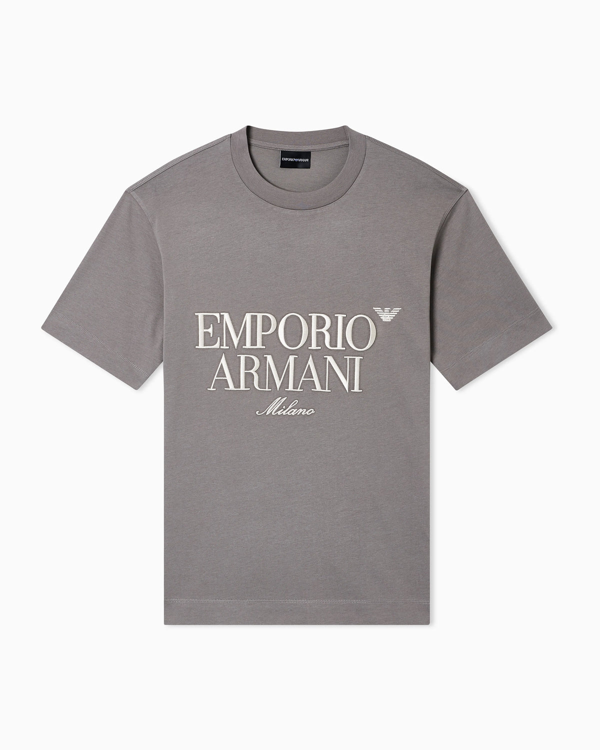 Heavy jersey T-shirt with embossed logo embroidery