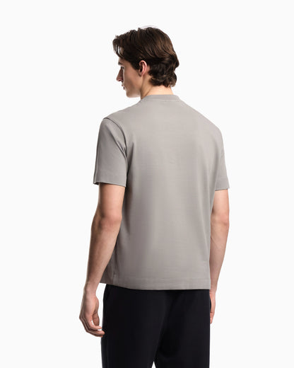 Heavy jersey T-shirt with embossed logo embroidery
