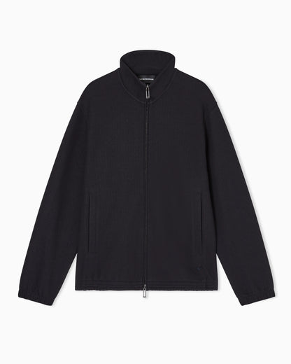 Full-zip sweatshirt in a Lyocell-blend jacquard interlock jersey