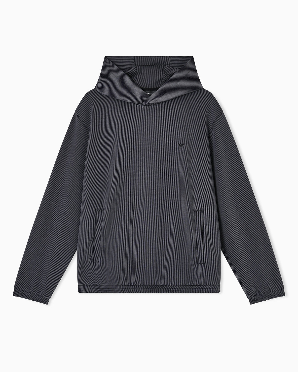 Hooded sweatshirt in plated-effect canneté