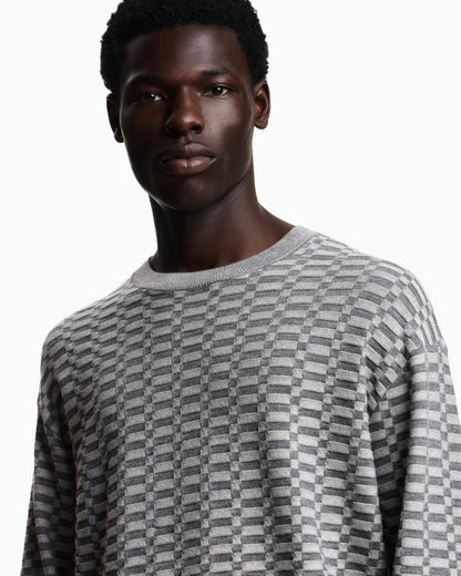 Op-art textured virgin wool jumper
