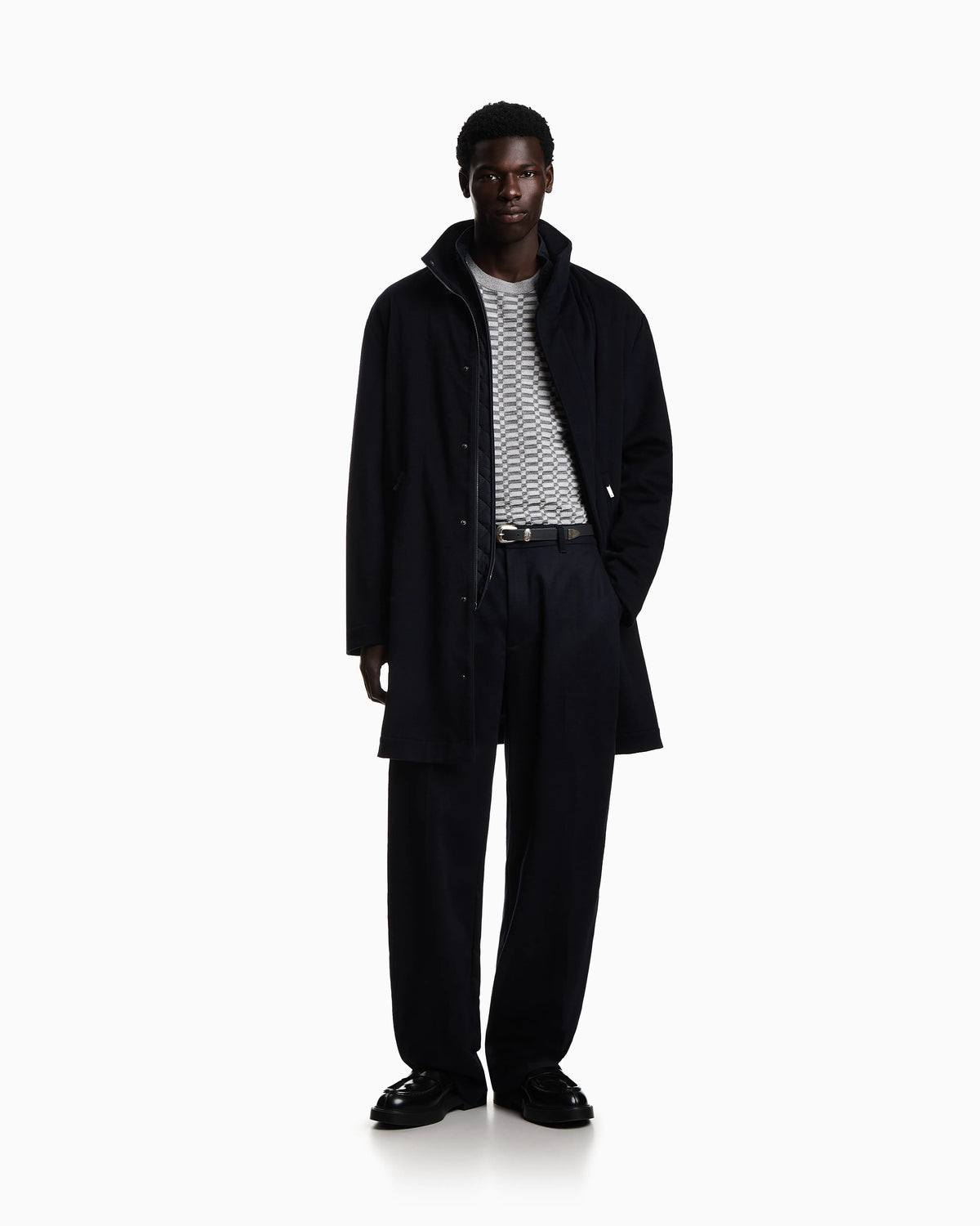 Op-art textured virgin wool jumper