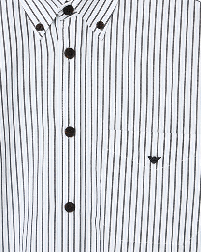 Striped yarn-dyed fabric button-down shirt