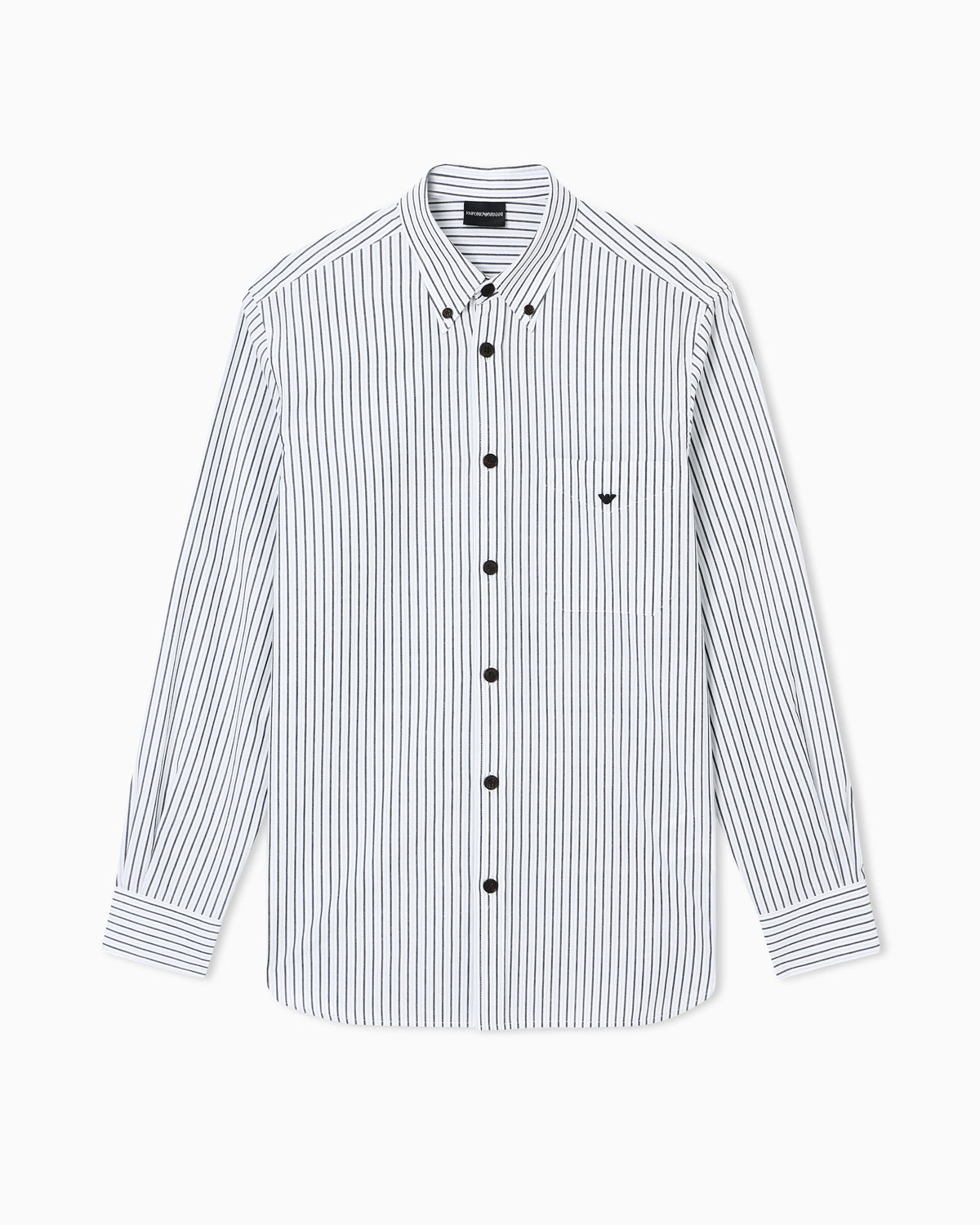 Striped yarn-dyed fabric button-down shirt