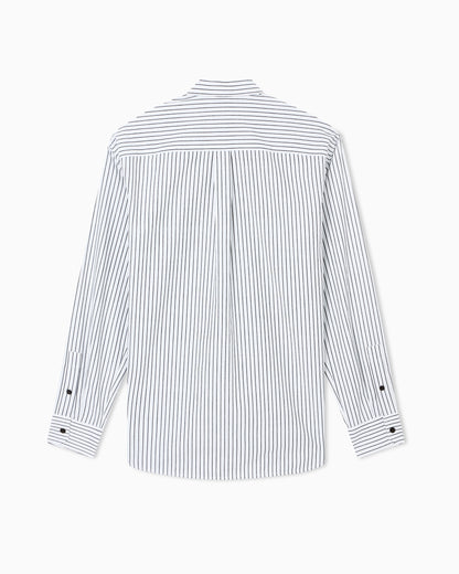 Striped yarn-dyed fabric button-down shirt