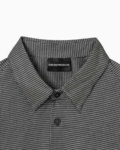 Lyocell-blend jersey shirt with all-over micro-pattern print