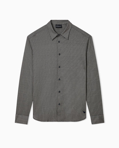 Lyocell-blend jersey shirt with all-over micro-pattern print
