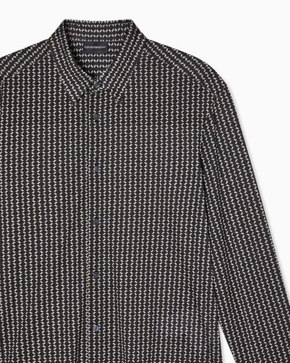 Lyocell-blend jersey shirt with all-over micro-pattern print