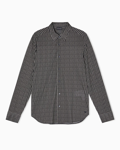 Lyocell-blend jersey shirt with all-over micro-pattern print