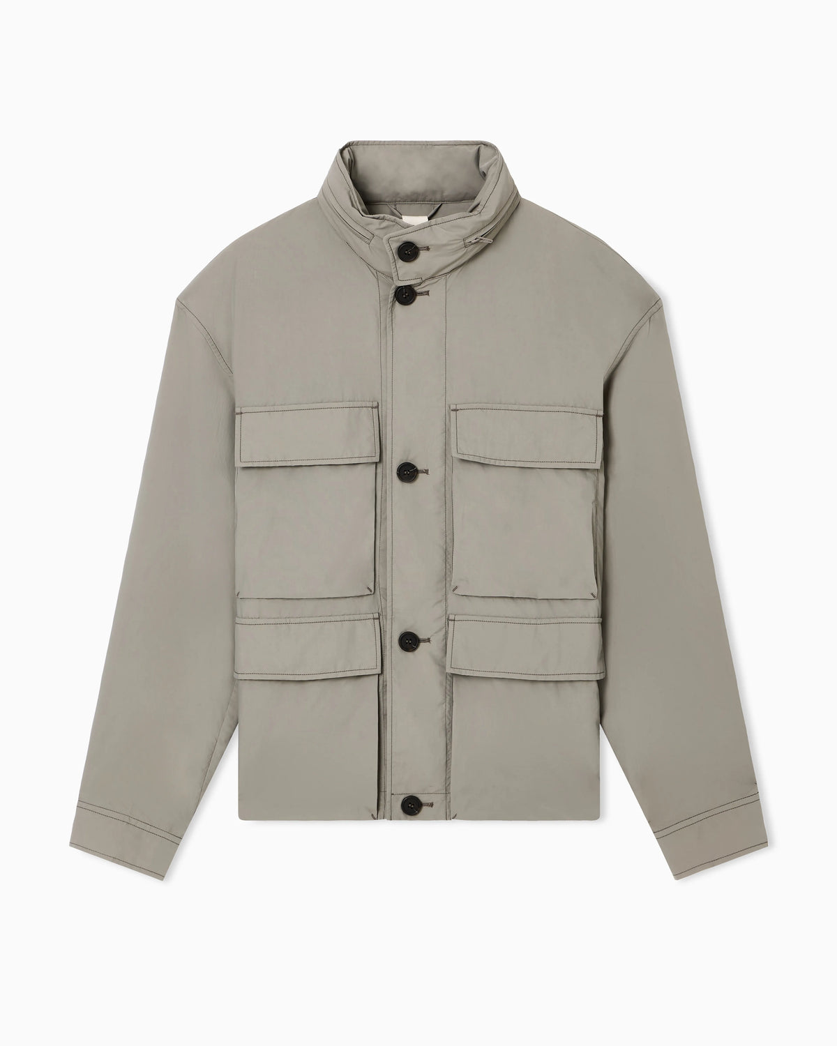 Multi-pocket blouson in silk-blend nylon