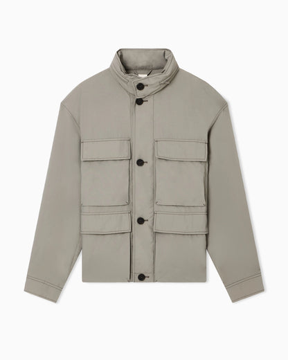 Multi-pocket blouson in silk-blend nylon