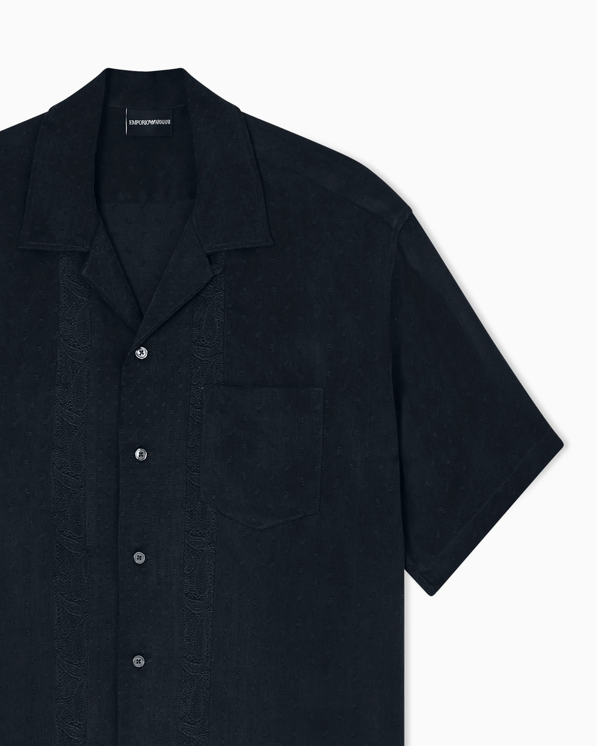 Short-sleeved shirt in cupro blend jacquard with paisley pattern