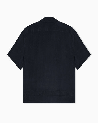 Short-sleeved shirt in cupro blend jacquard with paisley pattern