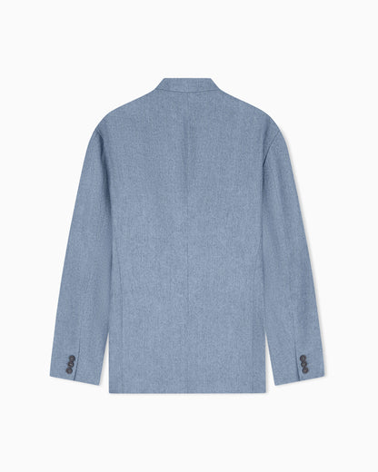 Icon jacket with diagonal fastening in textured mouliné linen satin