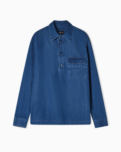 Icon denim polo-collar shirt