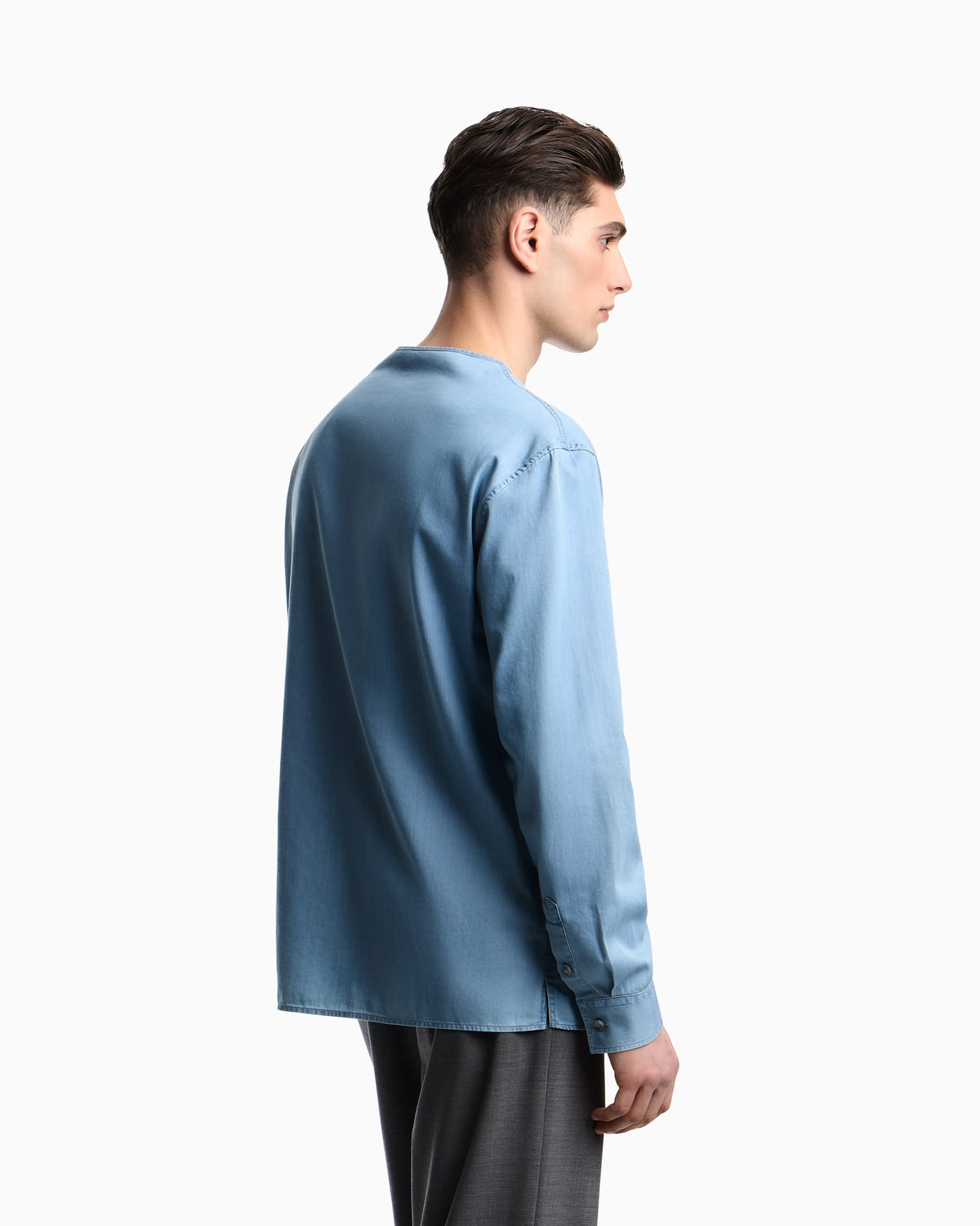 Icon lightweight denim shirt with Henley collar