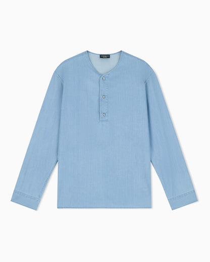 Icon lightweight denim shirt with Henley collar