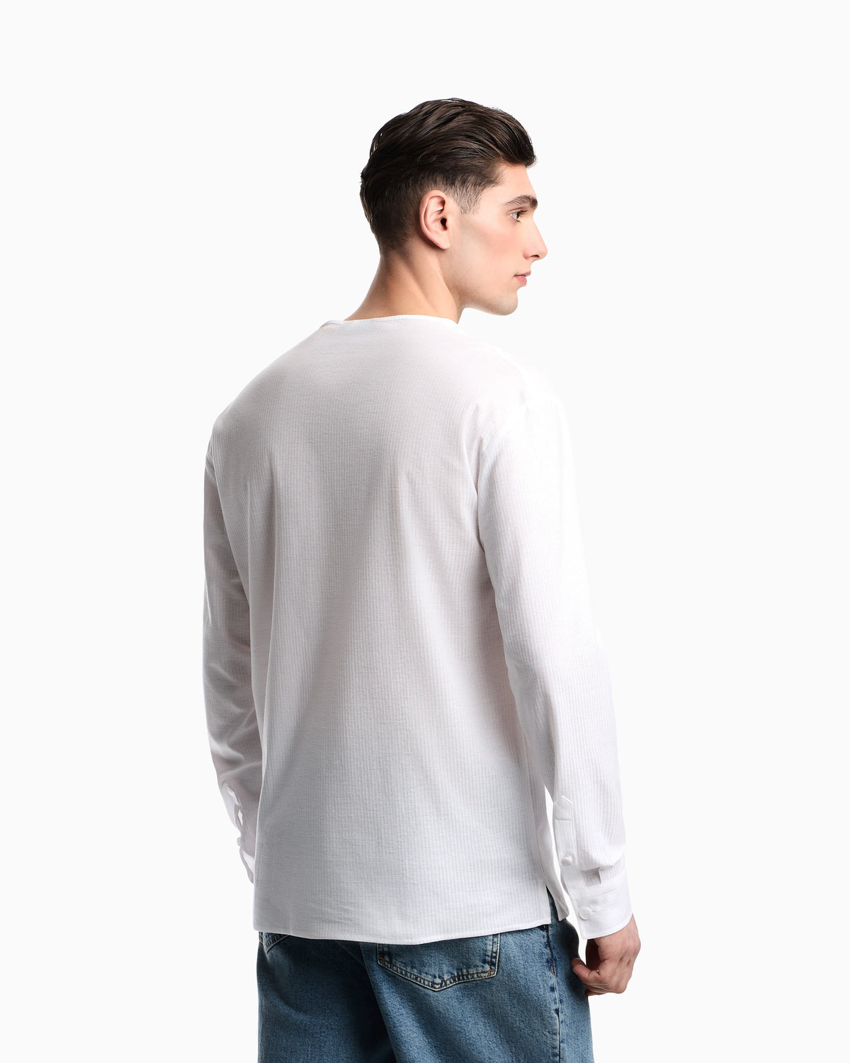 Garment-dyed jersey Henley-collar shirt