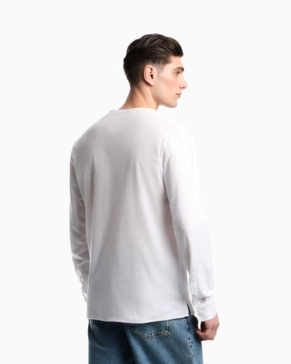 Garment-dyed jersey Henley-collar shirt