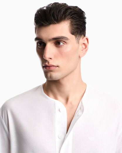 Garment-dyed jersey Henley-collar shirt