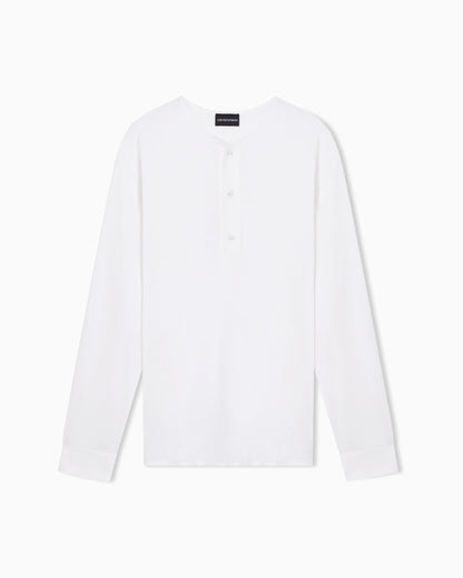 Garment-dyed jersey Henley-collar shirt