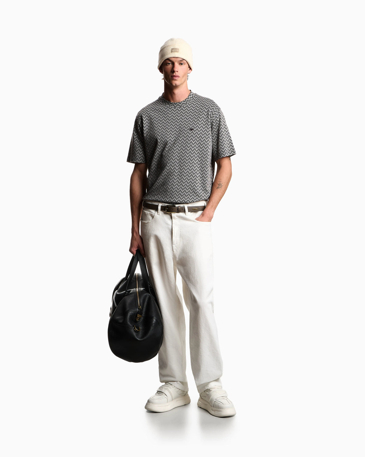 Jersey t-shirt in pure cotton jacquard Capsule Icon