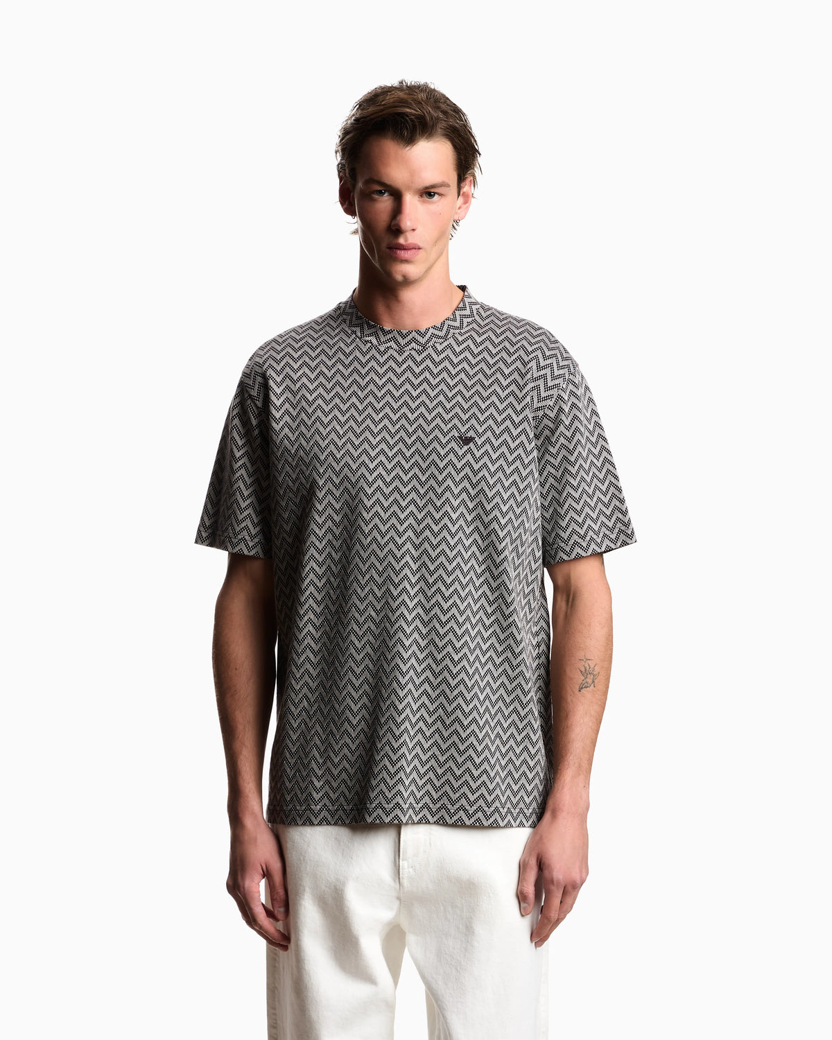 Jersey t-shirt in pure cotton jacquard Capsule Icon