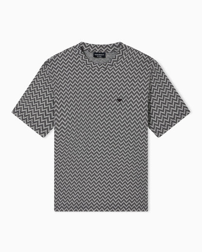 Jersey t-shirt in pure cotton jacquard Capsule Icon