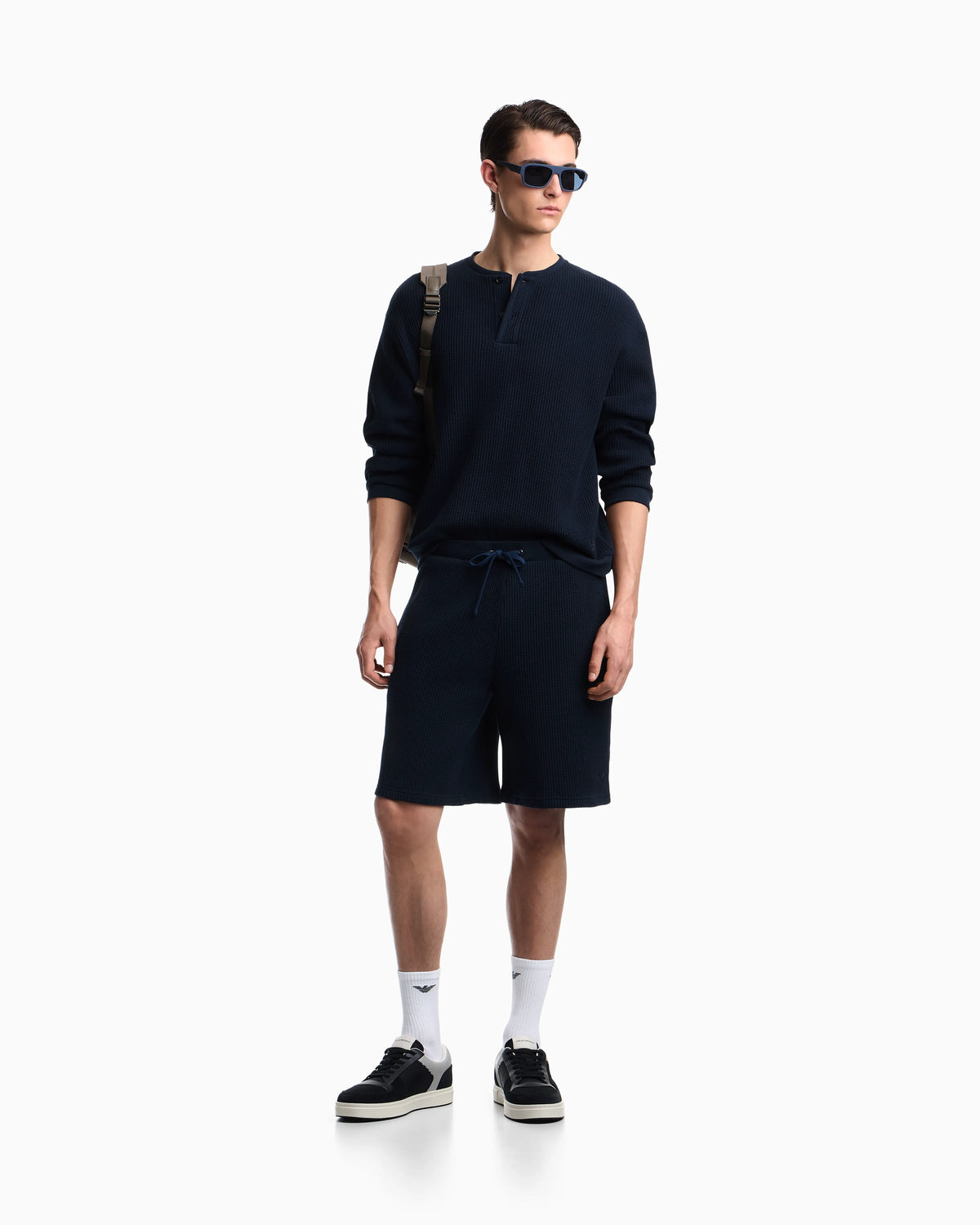 Icon jersey-stitch, Henley-collar sweatshirt