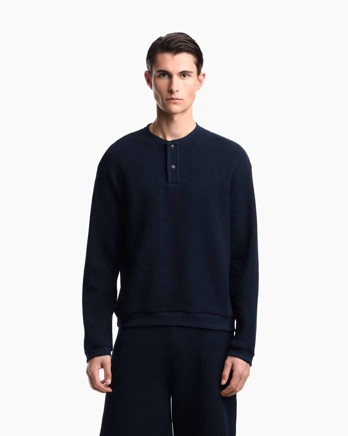Icon jersey-stitch, Henley-collar sweatshirt
