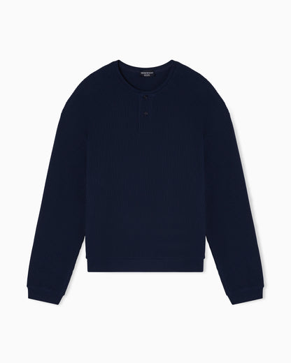 Icon jersey-stitch, Henley-collar sweatshirt