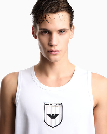 Icon interlock jersey tank top with embroidery