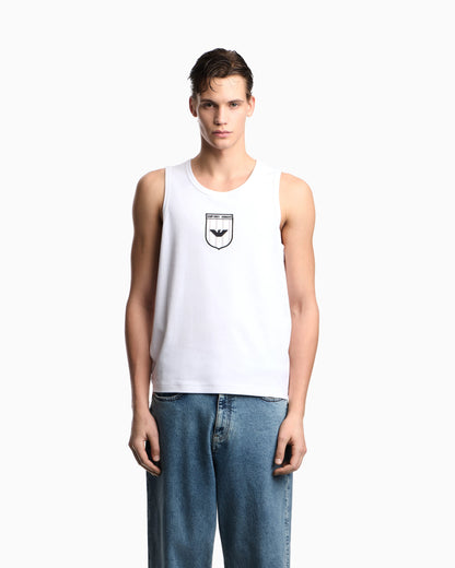 Icon interlock jersey tank top with embroidery