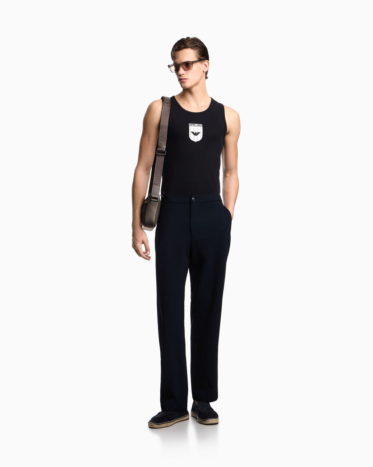 Icon interlock jersey tank top with embroidery