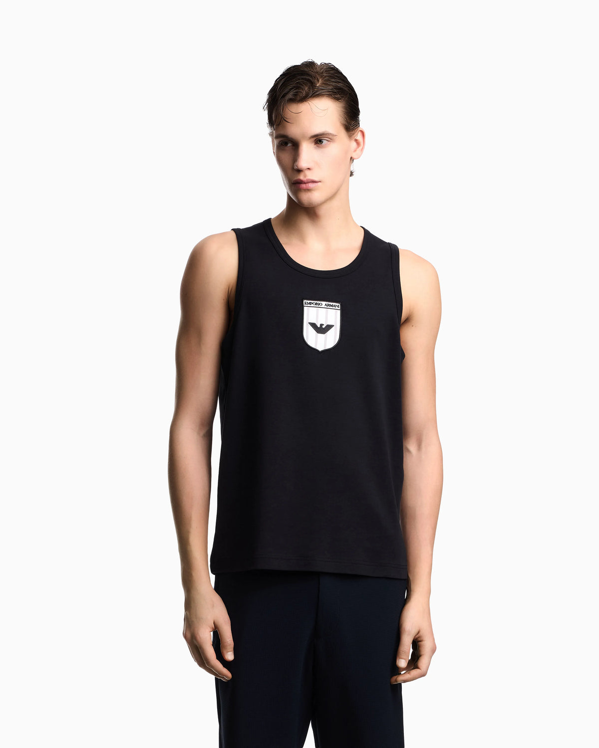 Icon interlock jersey tank top with embroidery