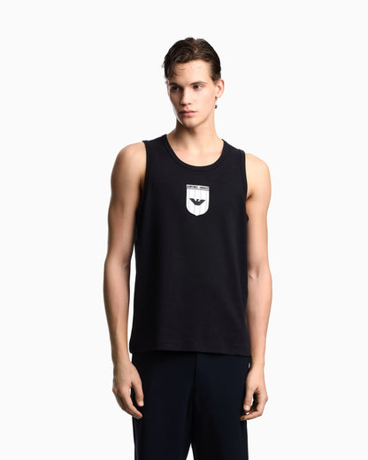 Icon interlock jersey tank top with embroidery