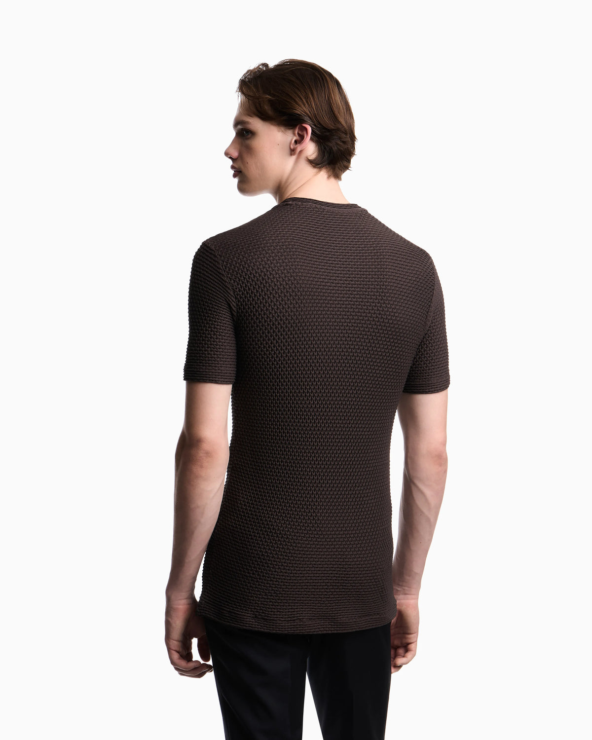 T-shirt in embossed two-way stretch jersey