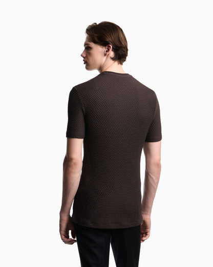 T-shirt in embossed two-way stretch jersey
