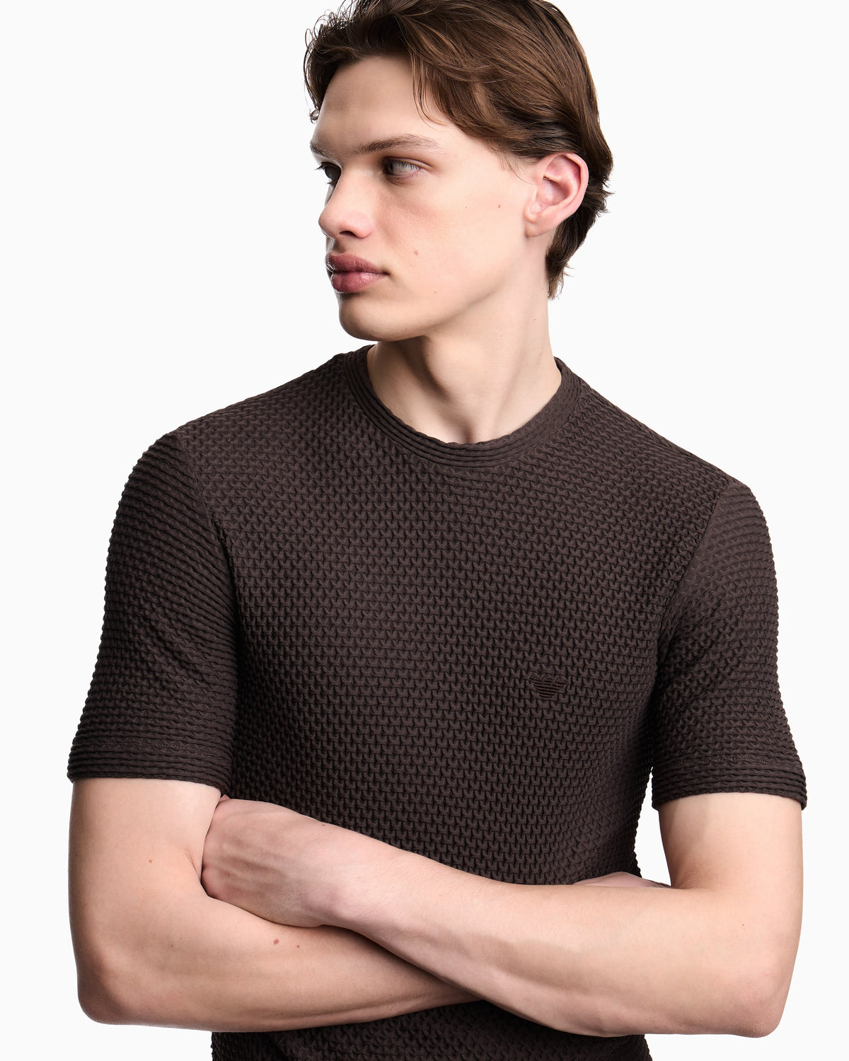 T-shirt in embossed two-way stretch jersey