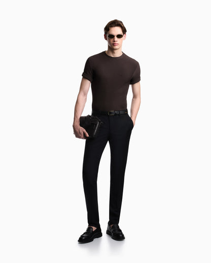 T-shirt in embossed two-way stretch jersey