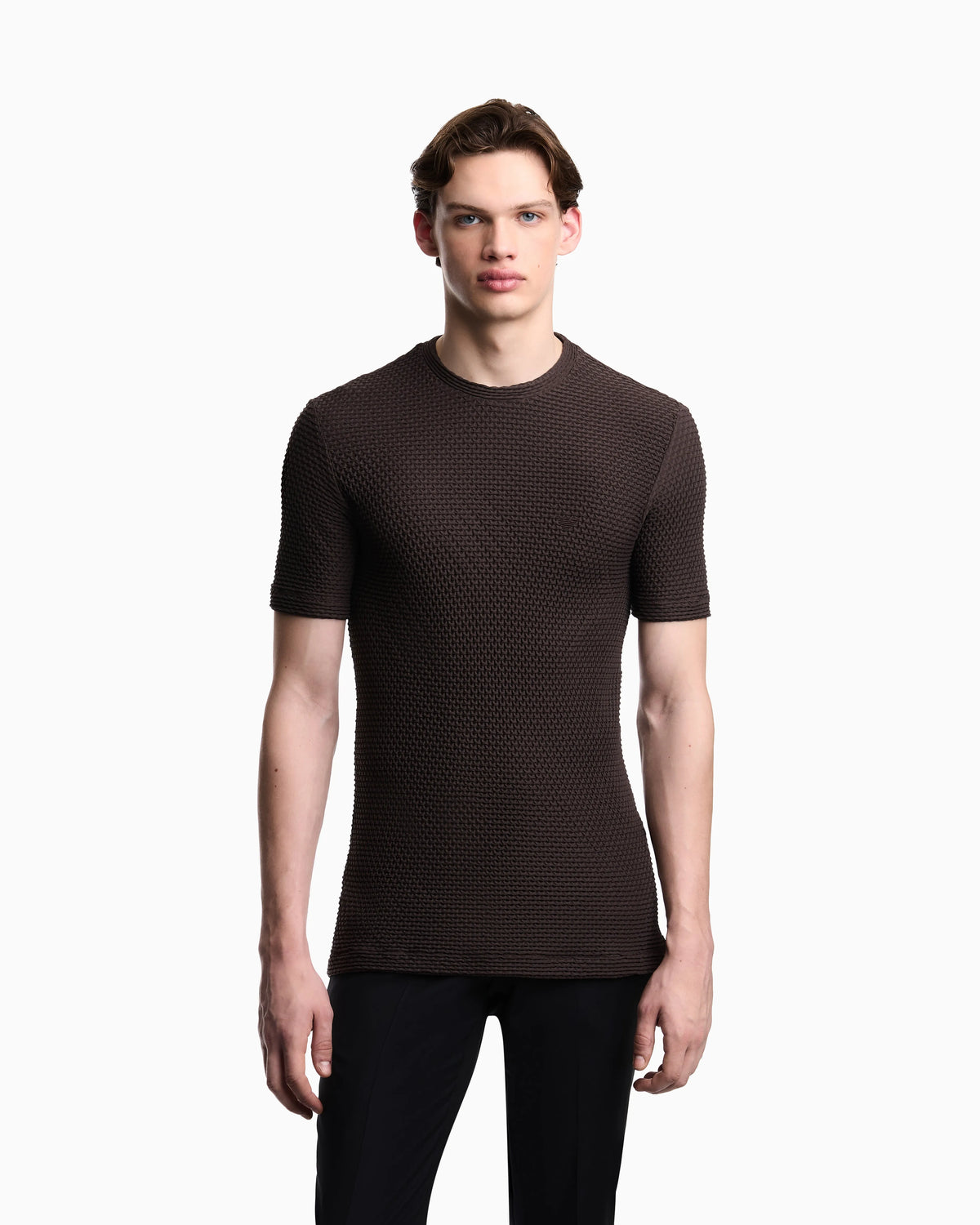 T-shirt in embossed two-way stretch jersey